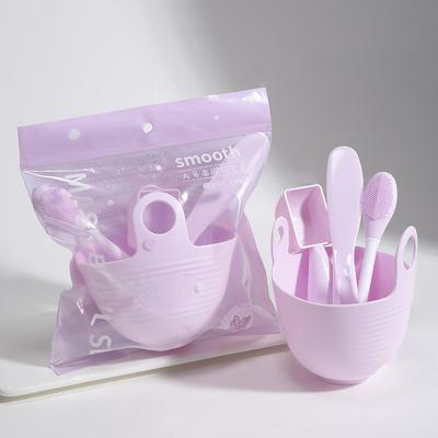 3/4 Pièces Pinceaux Masque en Silicone Bol Tasse à Mesurer Outils Masque Poudre Algues DIY Manche Pinceau Multifonctionnel Mélange Beauté Boue Visage