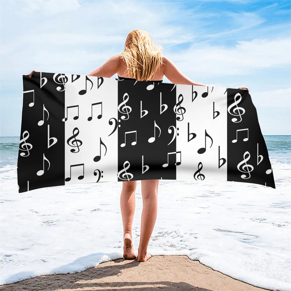 

Music Notes Piano Printing Beach Towel Women Men Kids Face Bathing Home Towels Quick Dry Super Soft Beach Swimming Travel Yoga W30*H60(CM)