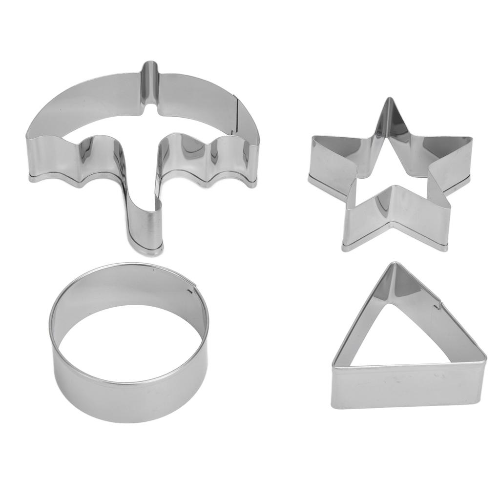 5Pcs Set Sugar Candy Pie Mold Cutter Stainless Steel Cookies Chocolate Mold for Games Entertainment Silver
