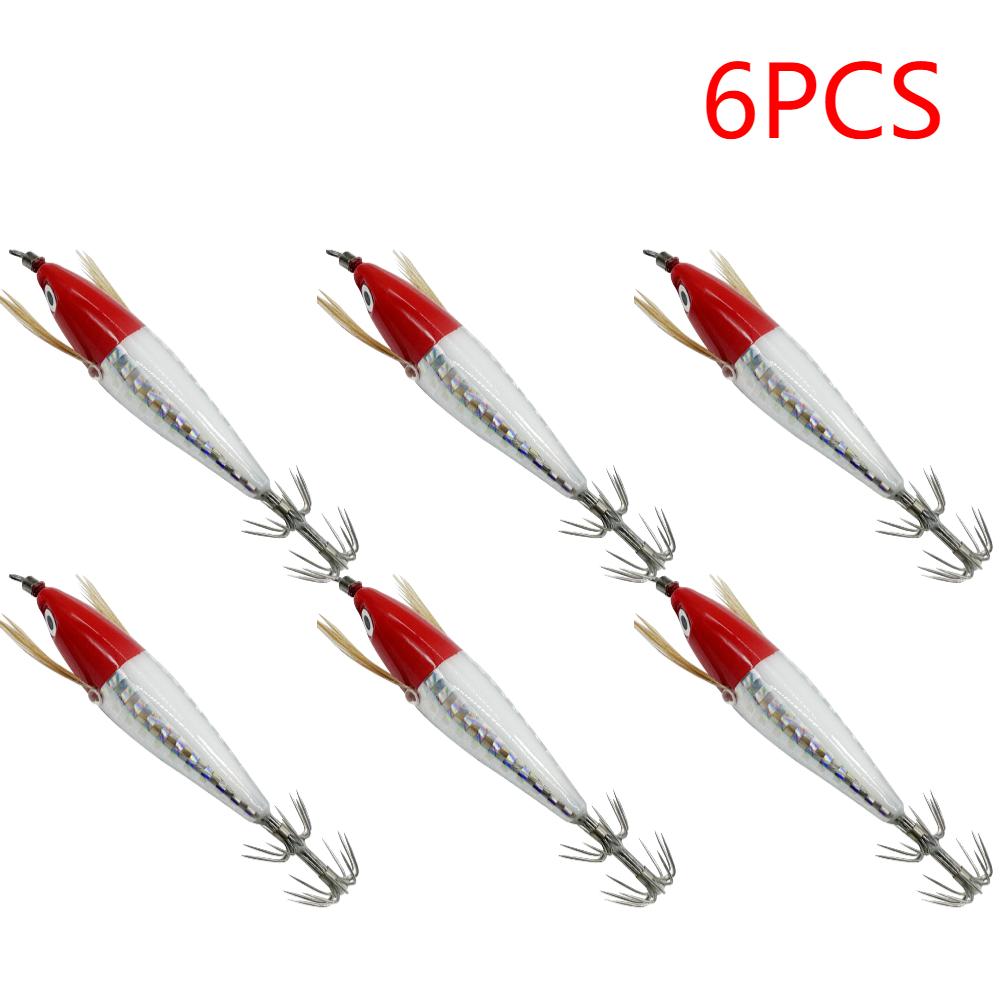 1-10PCS Fishing Lure Luminous Squid Jig Hook 7.5CM 5.5g Artificial Fake Octopus Lures Wood Shrimp Cuttlefish Hard Bait Sea Jigs