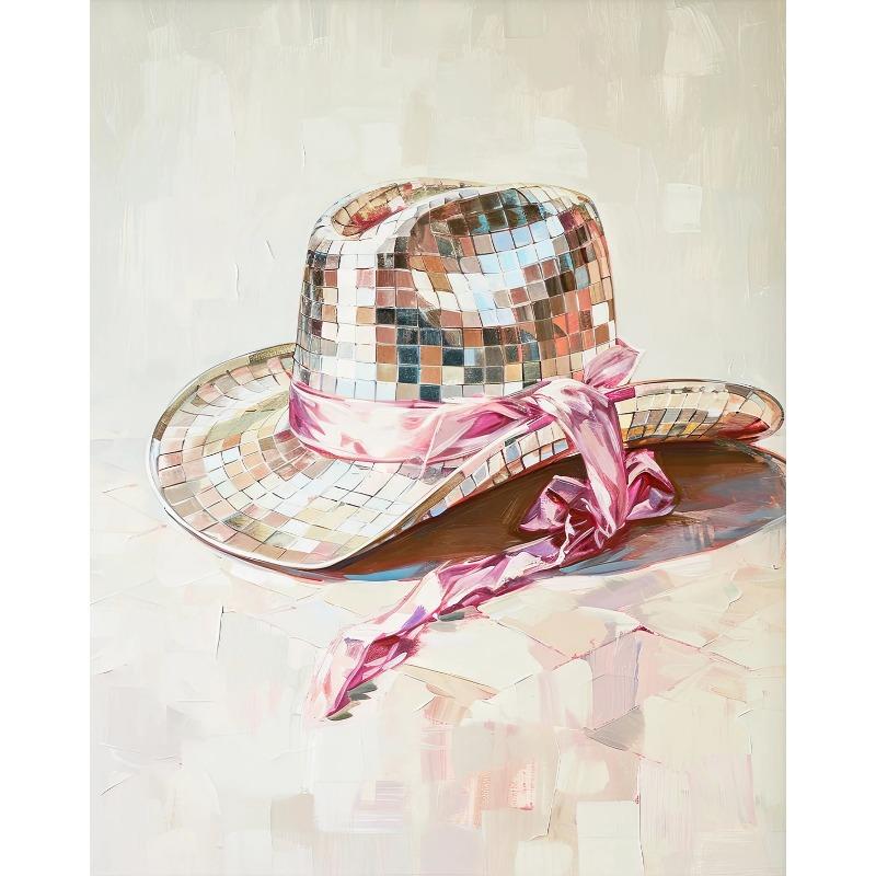 Pink Style Art Poster Cowgirl Hat Disco Ball Dessert Trendy Travel Bow Canvas Painting Wall Prints Picture Dorm Home Decor