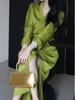 In Stock Spring/Summer 2026 High-End Chinese Style Qipao Dress with Diagonal Tie for Women