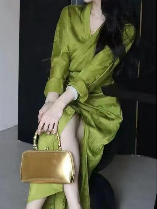 In Stock Spring/Summer 2026 High-End Chinese Style Qipao Dress with Diagonal Tie for Women