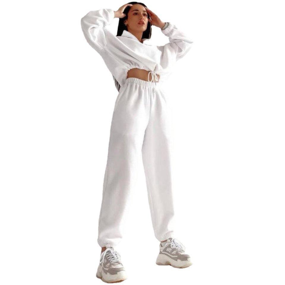 Damen Einfarbig Locker Reißverschluss Stehkragen Sweatshirt Lässiges 2-teiliges Set - 2025 Frühjahr/Herbst Kollektion