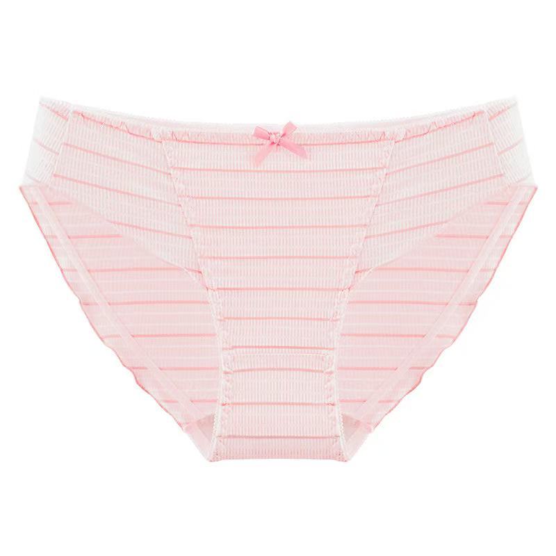 Girl Spring and Summer Sexy Lovely Stripe Thread Pure Cotton Crotch Low Waist Triangle Briefs