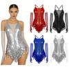 Traje Feminino para Tango Latino, Rumba, Cha Cha Costas Cruzadas Lantejoulas Brilhantes Collant com Franjas com Luvas