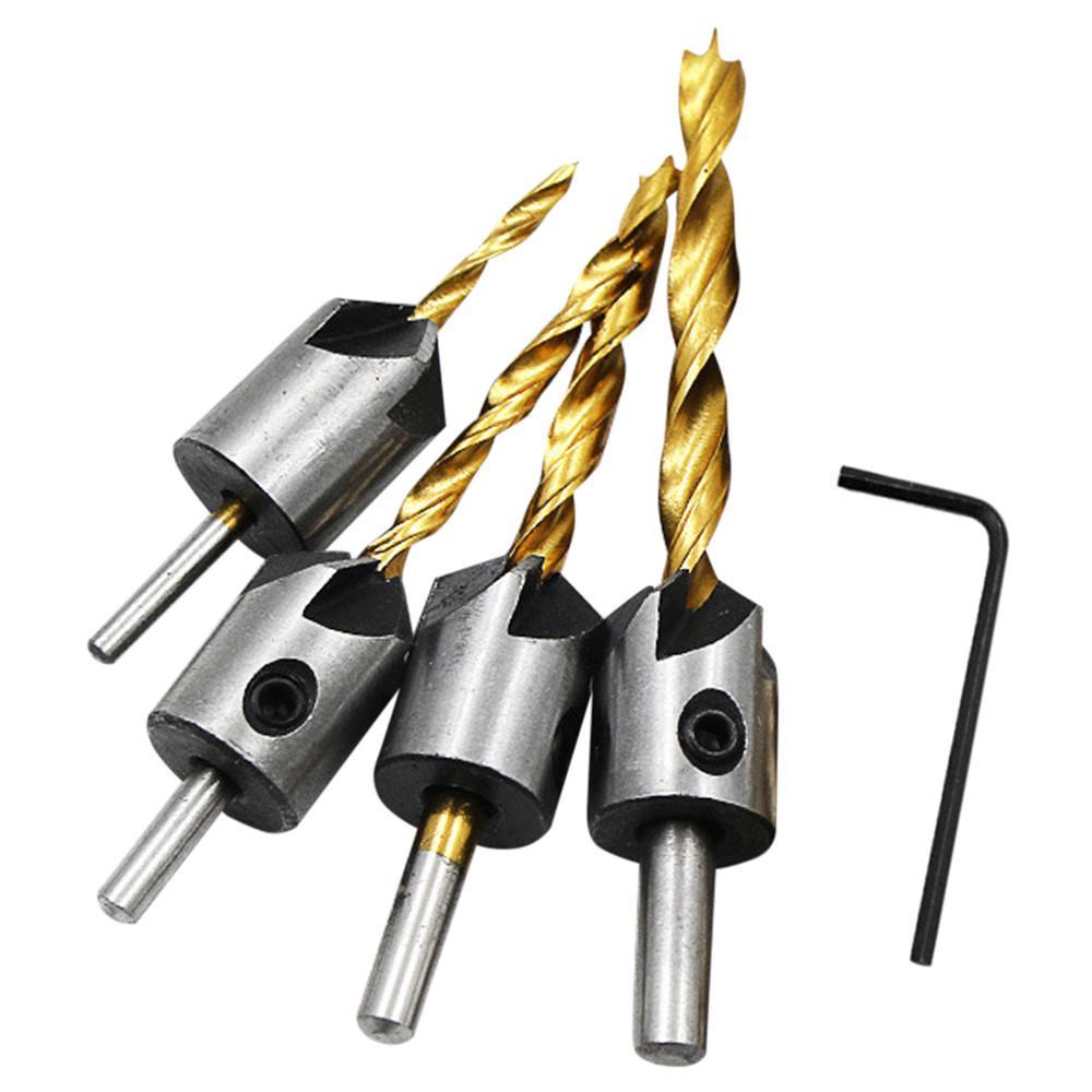 Buy Titanium HSS 5 Flute Countersink Drill Bit Set Screw Woodworking ...