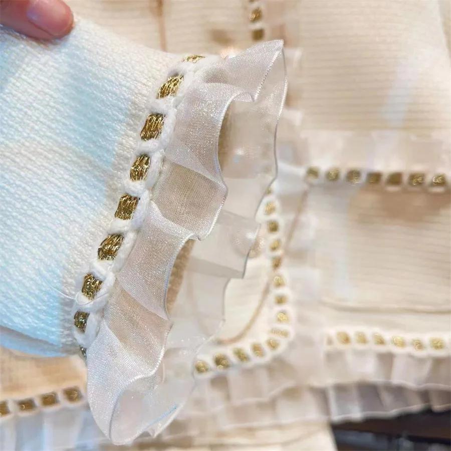 Barnkläder Vår- och Höstkollektion Flickor Spetsjacka Kort Kjol Modernt Tvådelat Set