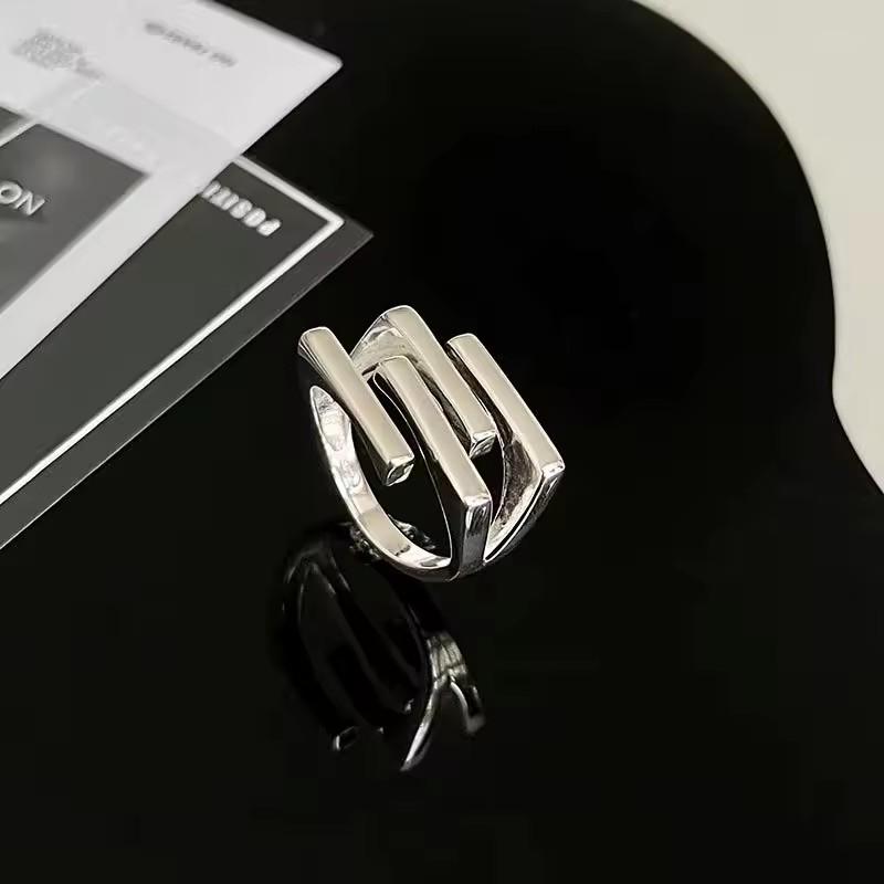 Sam Panda 925 Rings for Women Simple Geometric Handmade Irregular Retro Ring Gold Zircon Allergy For Birthday Gift