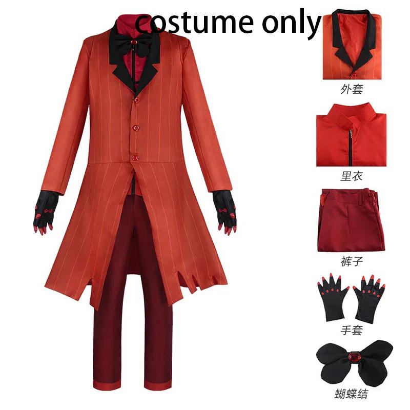 

Костюм для косплея Радио-демона, Красный пиджак, Рубашка, Брюки, Перчатки, Галстук, Униформа для Хэллоуина Аластор, Аниме XS