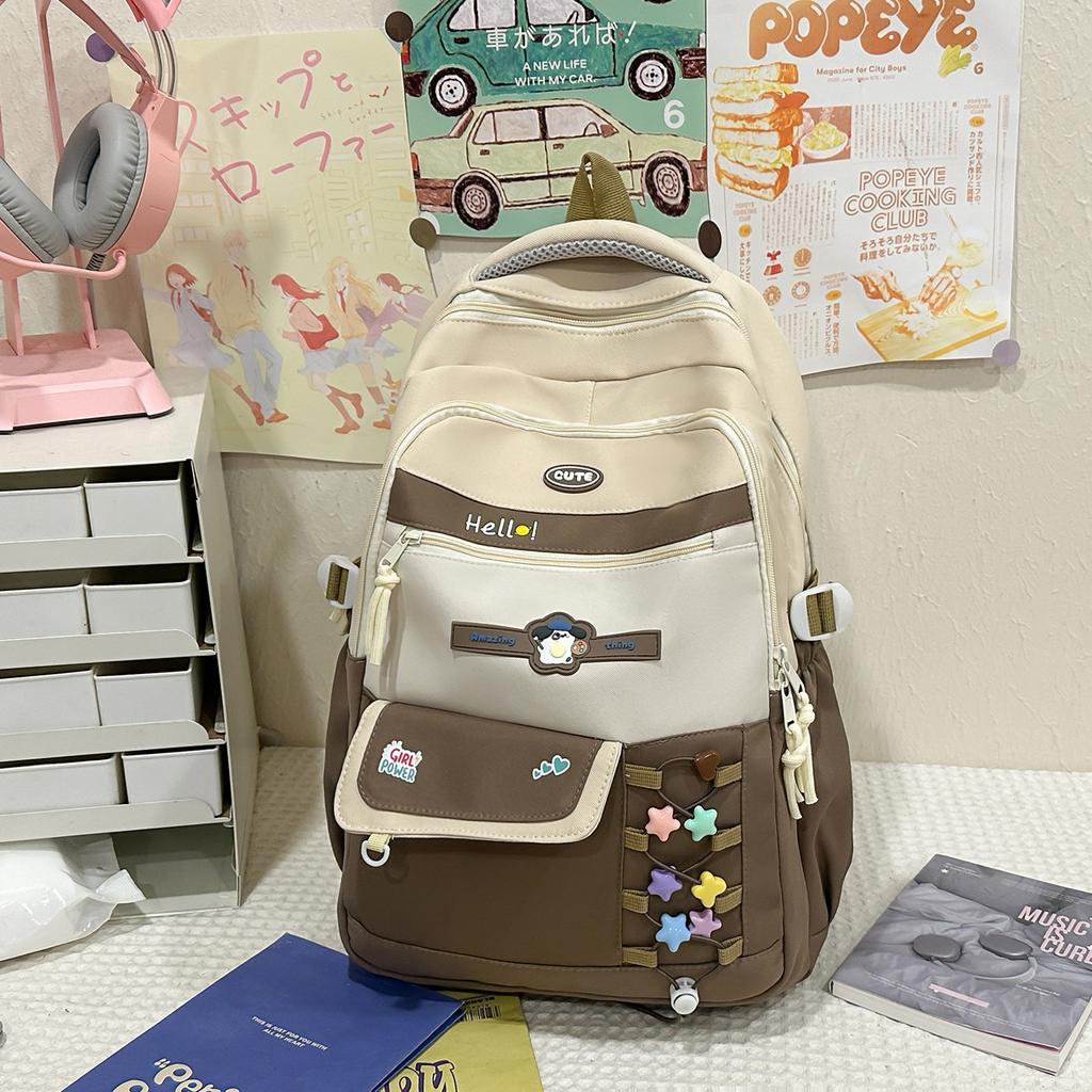 Schoolbag1011 new Korean students schoolbag college wind junior high school students large capacity backpack dopamine color matching backpack