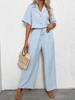 Elegant Plain Color Twopiece Suit With Splicing Design For Women Casual Office Wear