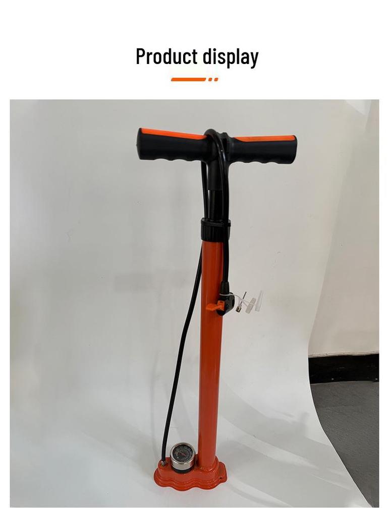 All-Steel Manual Inflatable Air Pump with Gauge and T-Handle for Bicycle and Outdoor Use