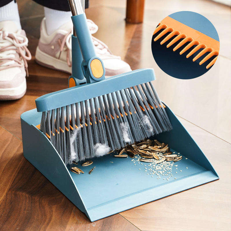 New Household Broom Set with Dustpan Combination - Folding Sweeping Broom Wiper Dustpan And Garbage Shovel Included