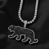 Black Diamond Leopard Pendant Necklace Accessories Male American Hip Hop Copper Animal Necklace