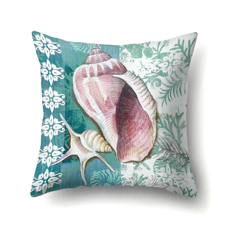 Polyester Pillowcase Peach Leather Velvet Cushion Cover Marine Life Seahorse Octopus Printed Pillowcase Car Cushion