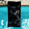 Telo Mare Gatto Nero Vivace, Stampa Artistica Occhi Gialli Asciugatura Rapida Senza Sabbia Microfibra Asciugamani da Bagno per Viaggi, Nuoto e Campeggio