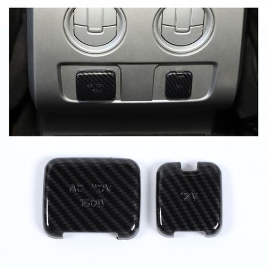 2pcs Rear Power Socket Panel Trim Decor Cover For Ford F150 2009-14 Carbon Fiber