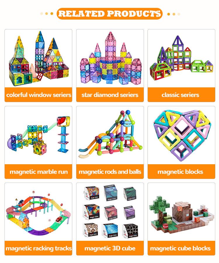 2024 Large 7.5" Magnetic Tiles Building Blocks: Educational Stained Glass Puzzle Set