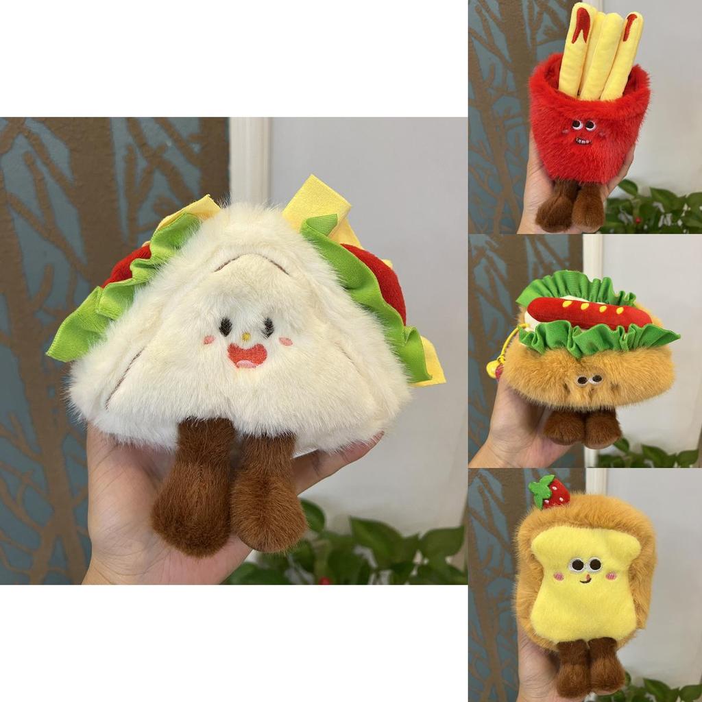 Toast French Fries Sandwich Cake Plush Toy Pendant For Kids And Teens Gift