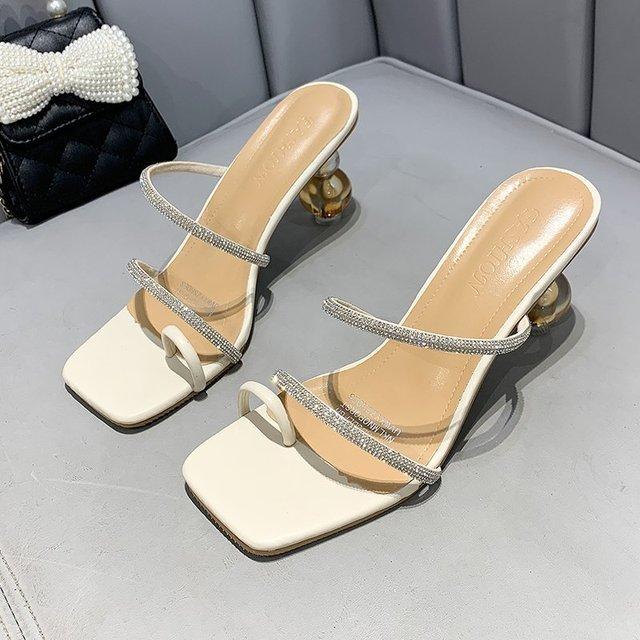 New  Fashion Special Heels Sandals Women Summer Short Heel Shoes Lady Casual Holiday Beach PVC Slides Open Toe 35-42