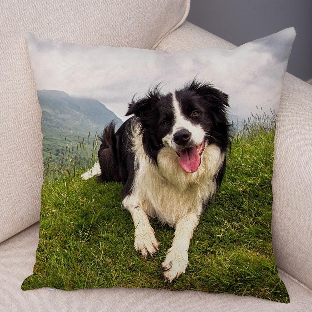 Niedlicher Schäferhund-Muster-Kissenbezug, Hundedruck, dekorativer Kissenbezug, Sofa-Auto-Büro-Kissenbezug