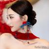 Red Chinese Style Tassel Bridal Earrings - Wedding Cheongsam Accessory