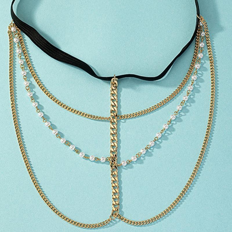 Multiple Layer Pearl Thigh Chain Anti-Slip Elastic Leg Chain Summer Seaside Nightclub Leg Accessories for Hot Girls