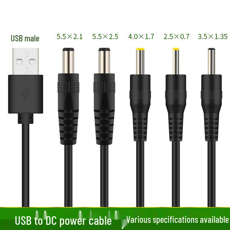 Cavo di alimentazione USB a DC per piccole ventole, lampade da scrivania e giocattoli (DC5521, 5525, 4017, 35135, 2507)