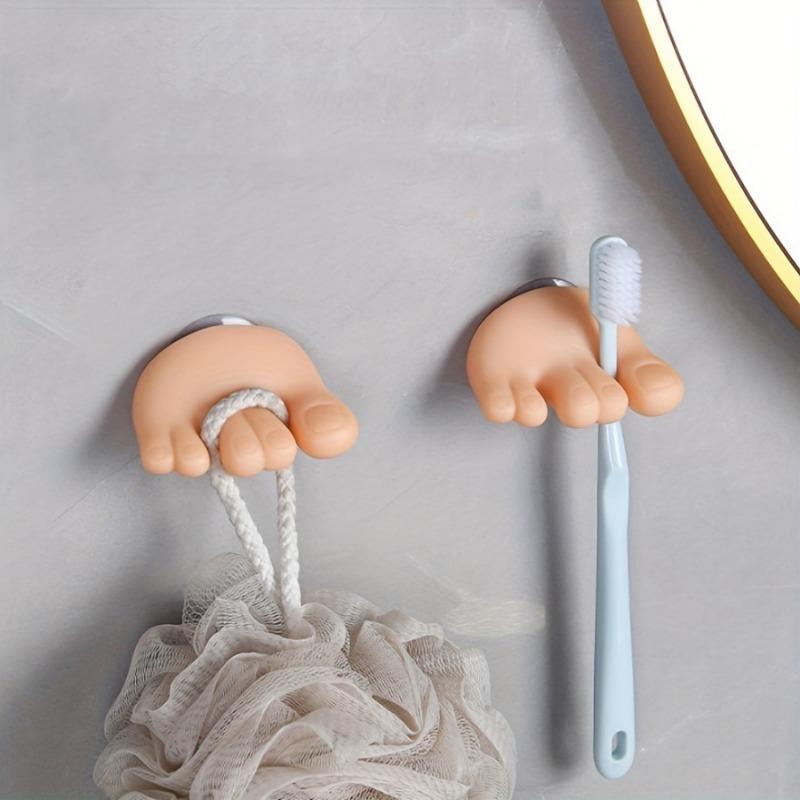 2Pcs Multifunctional Suction Cup Toothbrush Holder Funny Bathroom Decoration Storage Rack Small Clip