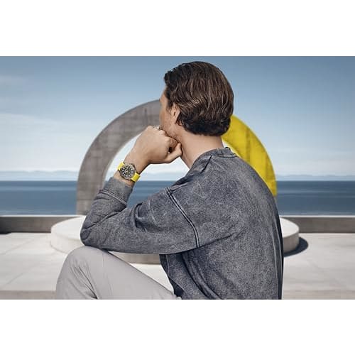 [.co.jp Exclusive] WENGER SEAFORCE Men's Quartz Analog Watch with Stainless Steel Case (316L), Black Ice Dial, Yellow Silicone Strap, 200m Water Resis