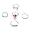 Ring, Letter Happy You Love Diamond Set 5 Piece Joint Ring