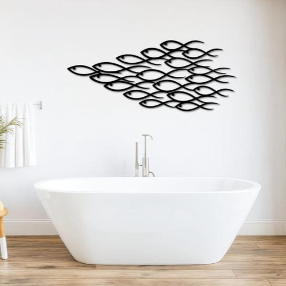 Metal School of Fish Wall Art 3D Abstract Metal Fish Decor for Home Ocean Sea Life Modern Coastal Housewarming Gift