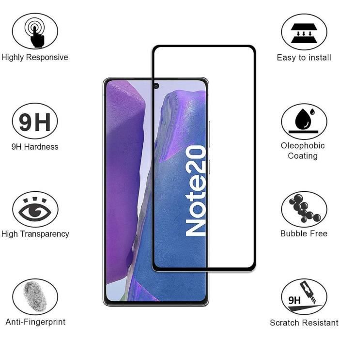 Verre trempé pour samsung note 20 - proshop - 3d fiable - 9h dureté - anti-rayures - noir