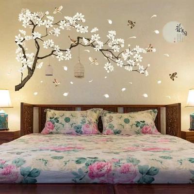 Nové 187*128cm velké samolepky na zeď se stromem Ptáci květina Home Decor Tapety do obývacího pokoje Ložnice DIY vinylové pokoje Dekorace