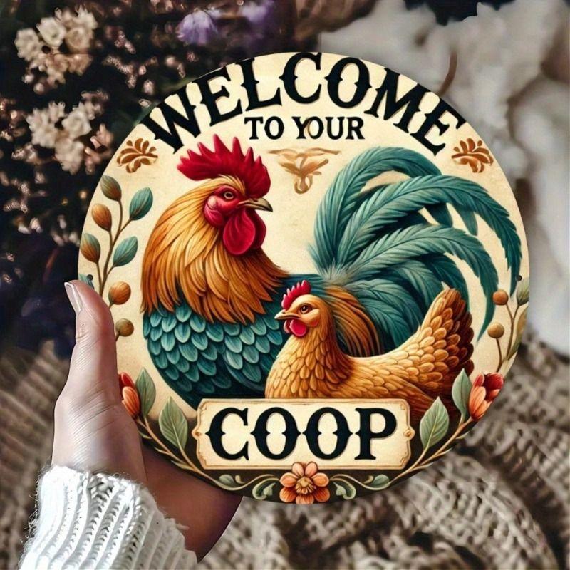 Retro Metal Tin Sign Art Circle 20x20cm Wall Decor for Living Room Bedroom