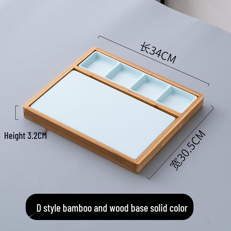 Melamine Serving Plate with Detachable Bamboo Base