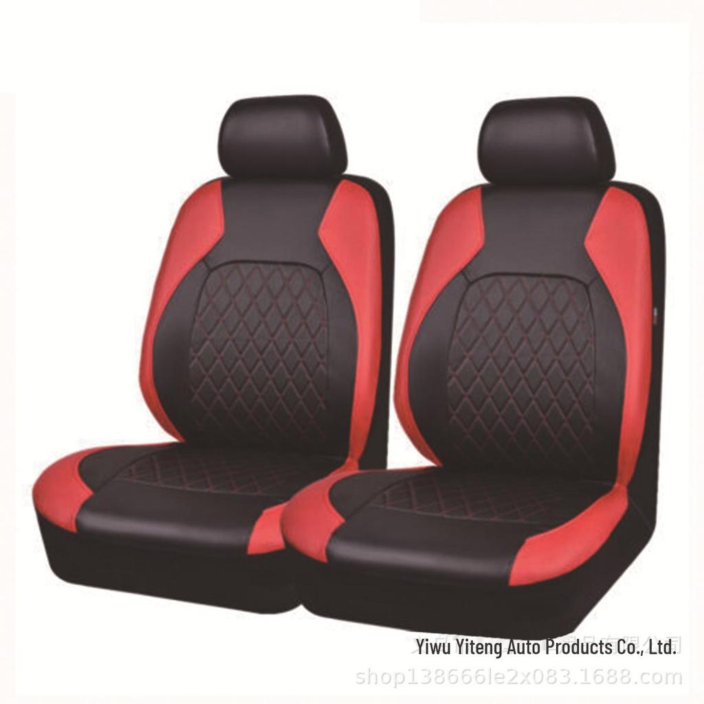 Funda de asiento de coche acolchada con diseño de rombos para Europa central y oriental, con piel sintética y bordado