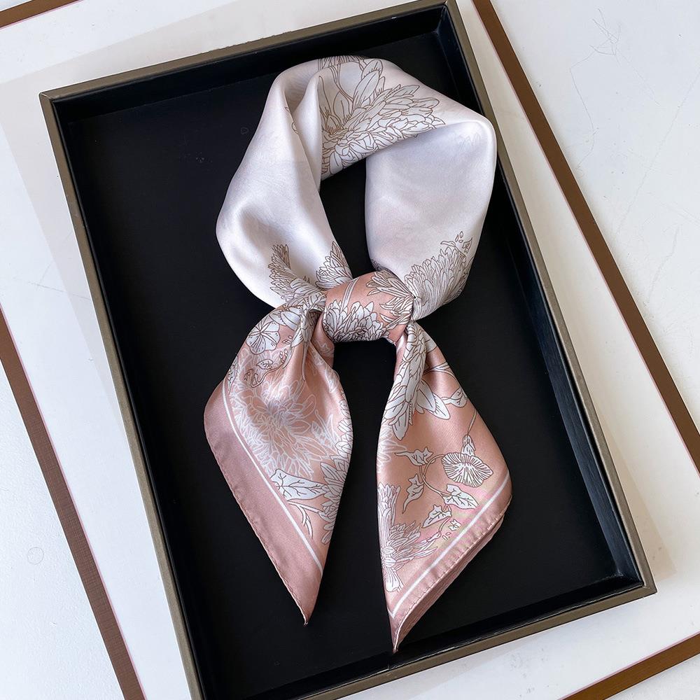

Цветочный Маленький Платок Хиджаб 70*70см Сатиновый Шарф для Волос Искусственный Шелк Принт Квадратный Шарф Галстук на Шею Лента для Сумки Узкие Головные Платки One Size розовый
