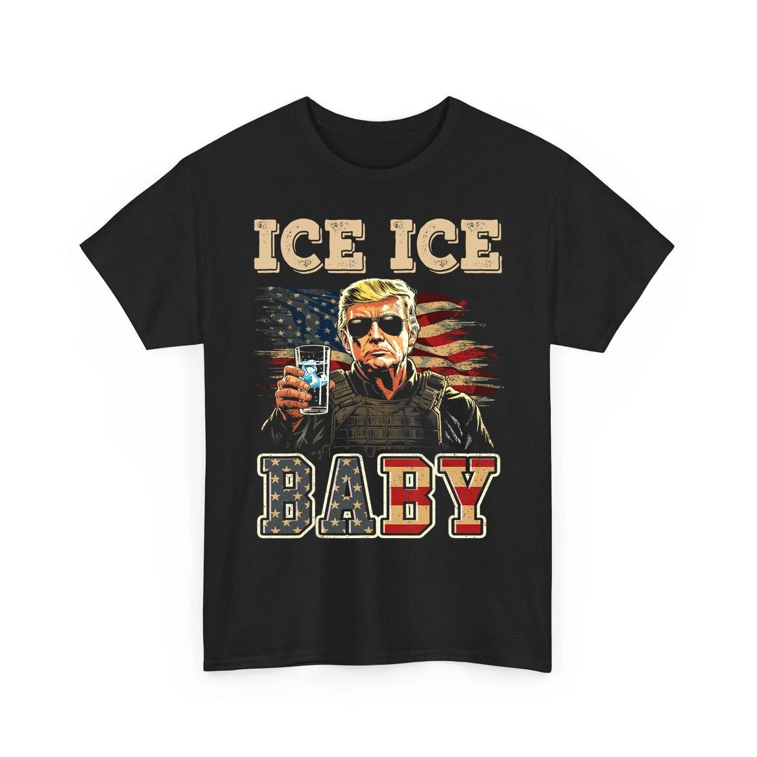Vintage Ice Ice Baby Funny Trump Unisex 100% Cotton T-shirt Mens Tees Top S