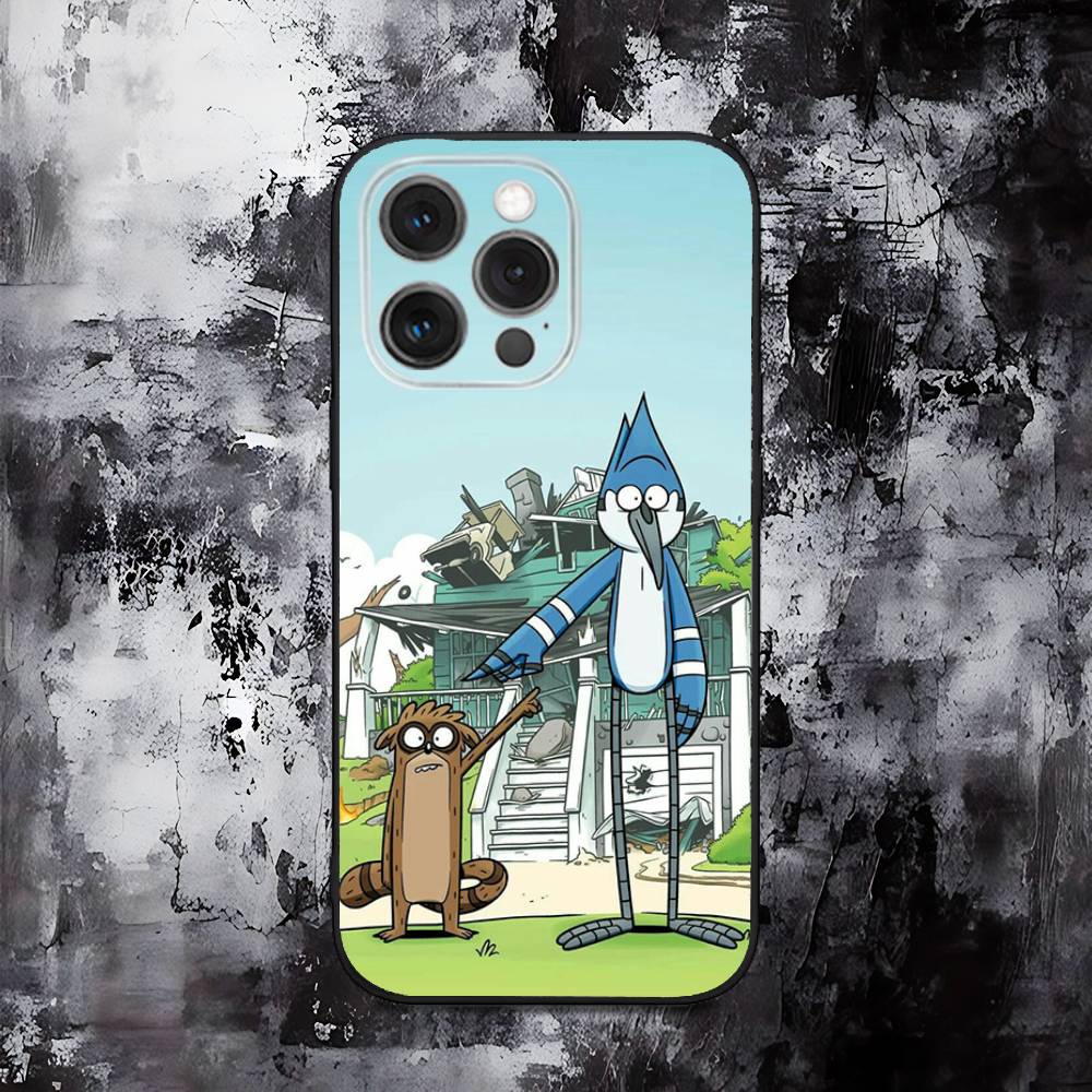 R-RegularS Cute Show Phone Case For iPhone 16,15,14,13,12,11,Pro,Max,Plus,X,XS,SE,E,Mini,Soft Silicone Black Case