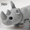 Smooth Edge Rhino Model 3D Printed Knitted Rhinoceros Figurine, Mini Fidget Toy with Collectible Statue Movable Joints, Wild Animal Figure for