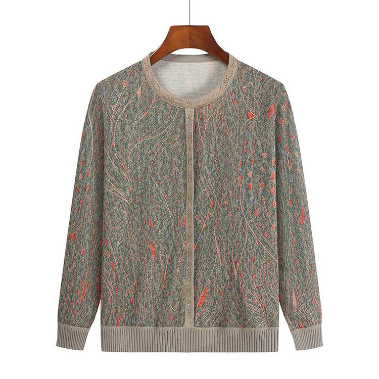 

Пожилые женщины весна и осень длинный рукав новая мама весенняя базовая рубашка бабушкина одежда 4XL зелёный