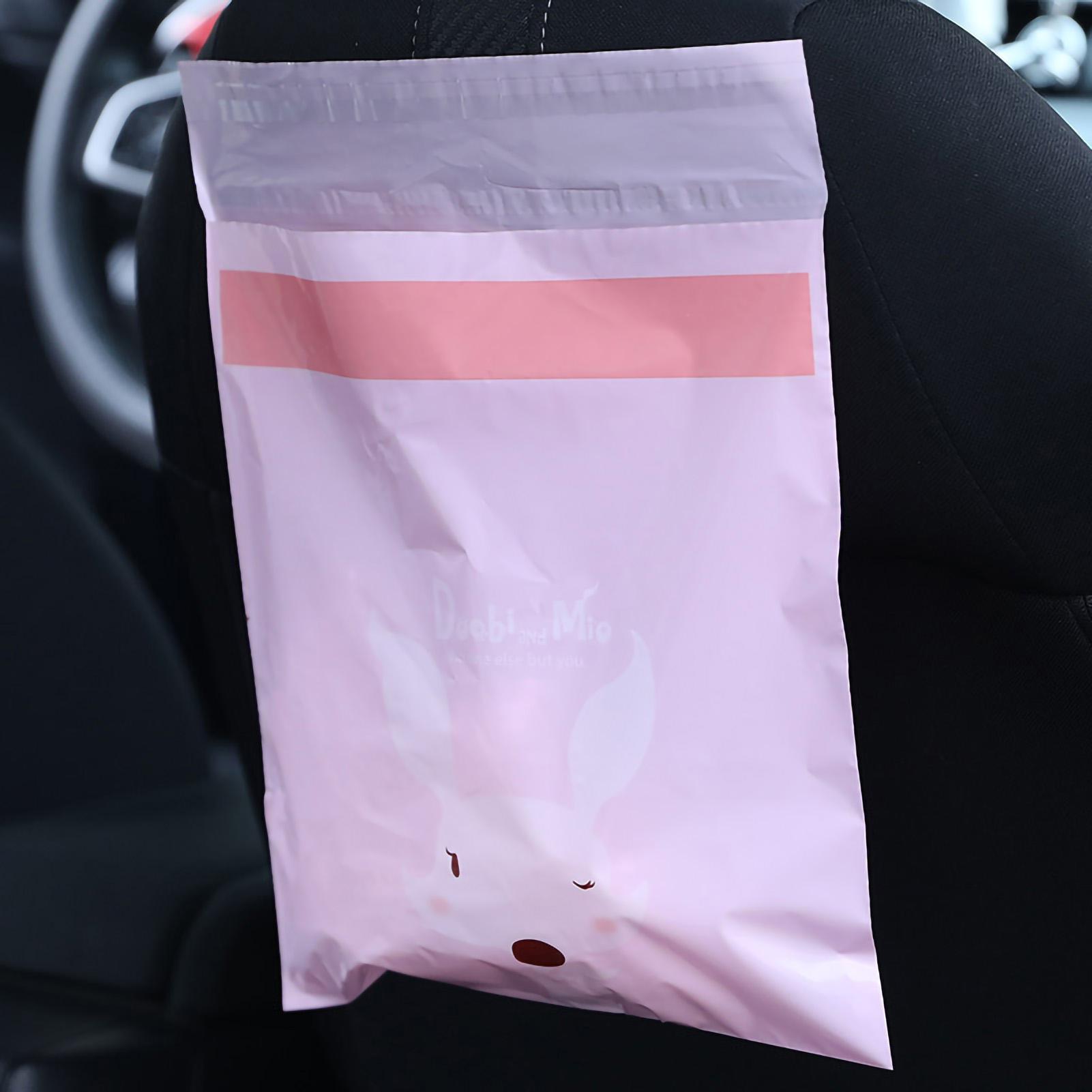 15 ks Prenosný vreckový odpadkový kôš do auta Jednorazové nepriepustné vrecká na odpad Vodotesné Samolepiace čistiace vrecká pre vozidlo Pink white