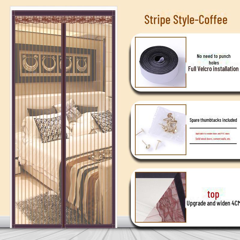 

Магнитная полиэстеровая полосатая противомоскитная штора для двери для летней вентиляции 85cm x 190cm
