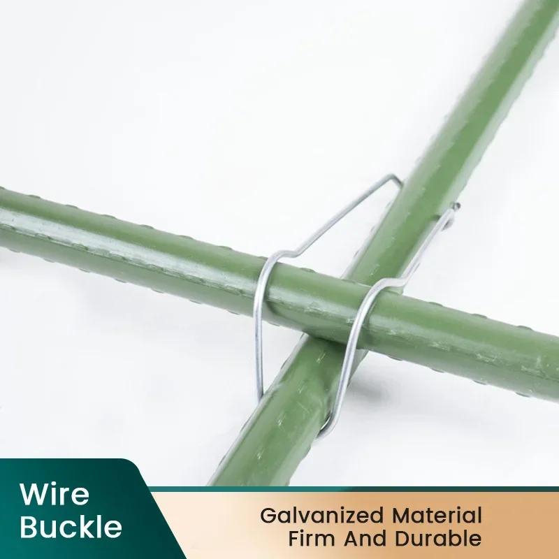 Plant Cages Steel Buckle Fixing Clamp Garden Greenhouse Pipe Support Fixing Clamp Connector Steel Pressing Spring Wire Clip