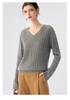 Women's V-neck Thickened Cashmere Cable Knit Sweater for Autumn/Winter