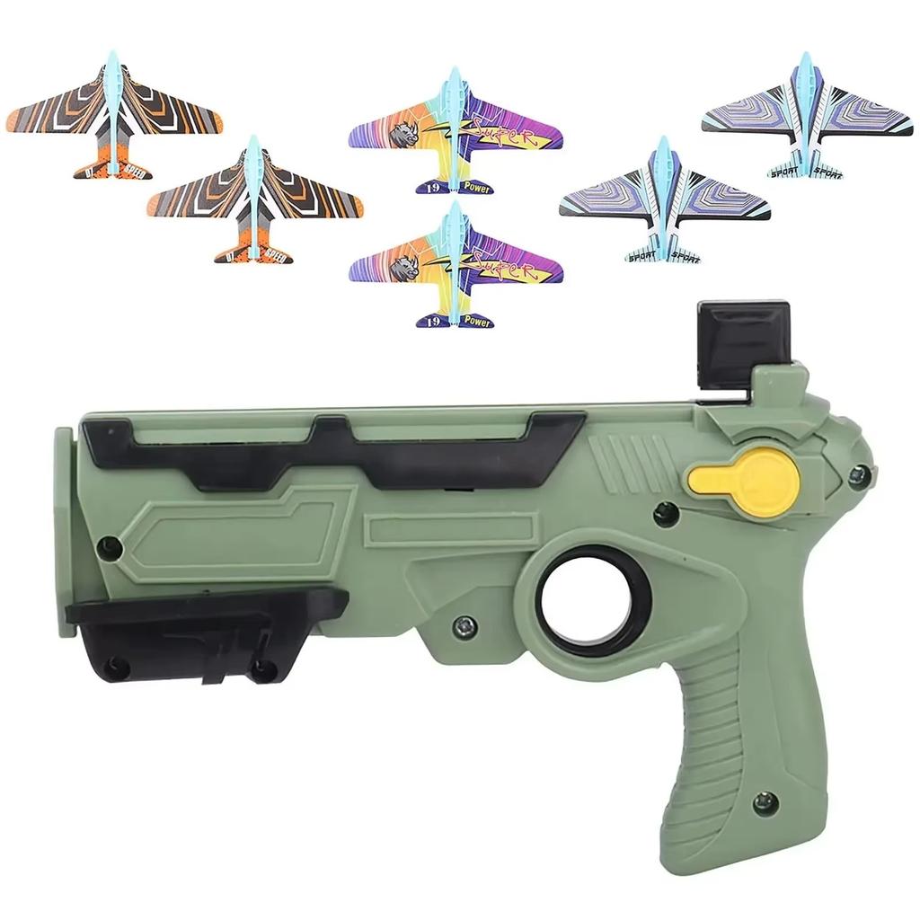 Foam Airplane Launcher Toy for Kids - Outdoor Flying Glider Catapult Gun, Foam Plane Toy Fun Birthday Gifts for Boys & Girls