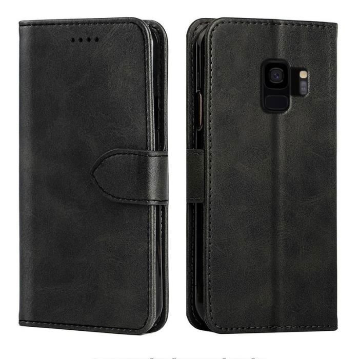 Hbasics skal för Samsung Galaxy S9 mobilskal- i Svart - konstläder, magnetiskt, Kortfack, Stativfunktion