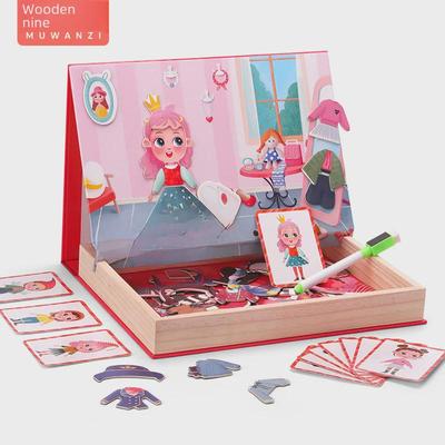 Magnetisches Tierpuzzle und Zeichenbrett aus Holz für Kinder